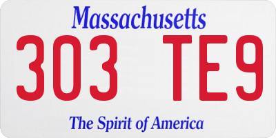 MA license plate 303TE9