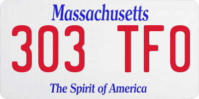 MA license plate 303TF0