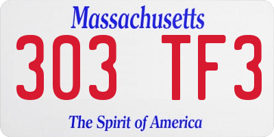 MA license plate 303TF3
