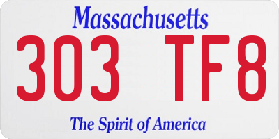 MA license plate 303TF8