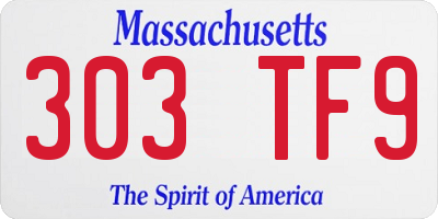 MA license plate 303TF9