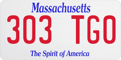 MA license plate 303TG0