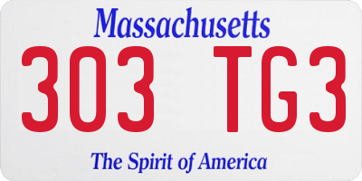 MA license plate 303TG3