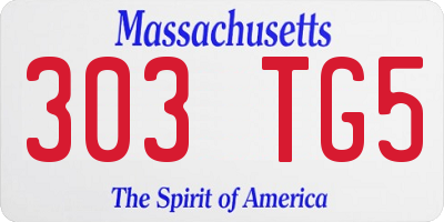 MA license plate 303TG5