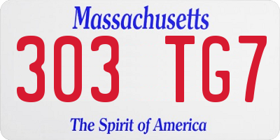 MA license plate 303TG7