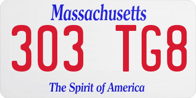 MA license plate 303TG8