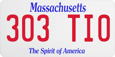 MA license plate 303TI0