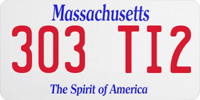 MA license plate 303TI2