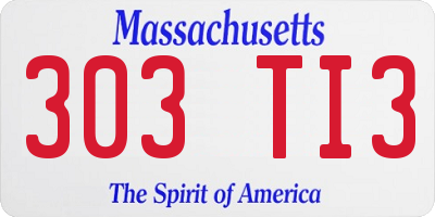 MA license plate 303TI3