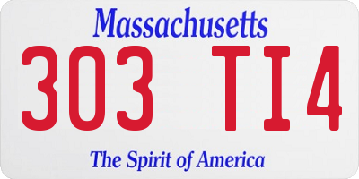 MA license plate 303TI4
