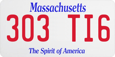 MA license plate 303TI6