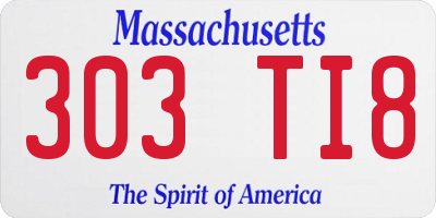 MA license plate 303TI8