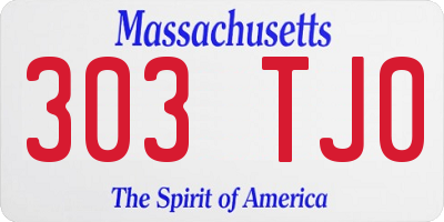 MA license plate 303TJ0