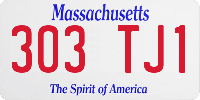 MA license plate 303TJ1