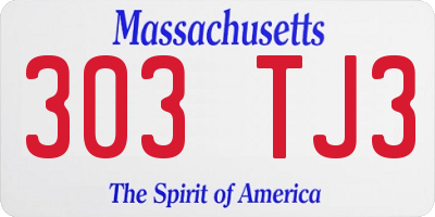 MA license plate 303TJ3
