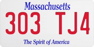 MA license plate 303TJ4