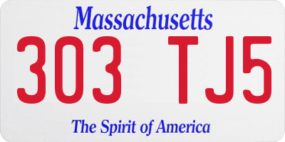 MA license plate 303TJ5