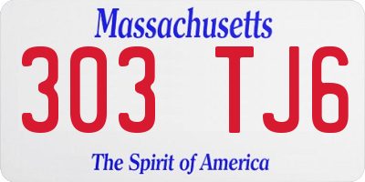 MA license plate 303TJ6