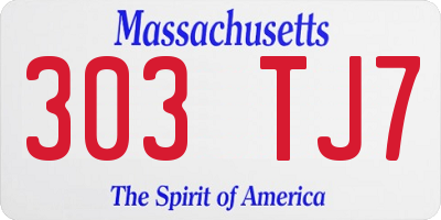 MA license plate 303TJ7