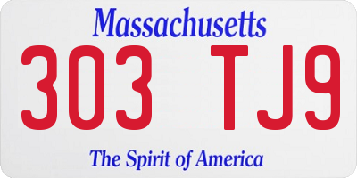 MA license plate 303TJ9