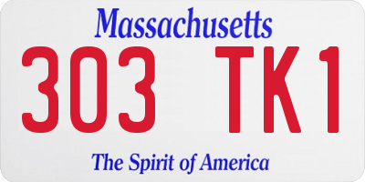 MA license plate 303TK1
