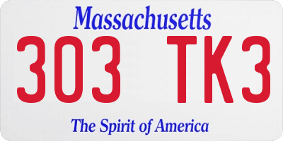 MA license plate 303TK3
