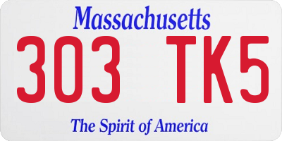 MA license plate 303TK5