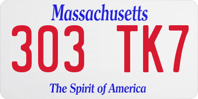 MA license plate 303TK7