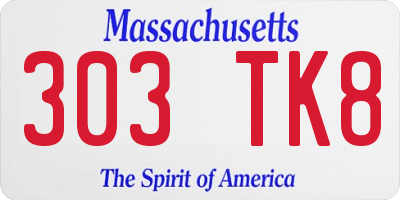 MA license plate 303TK8