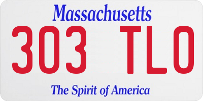 MA license plate 303TL0