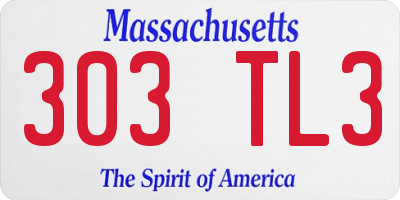 MA license plate 303TL3