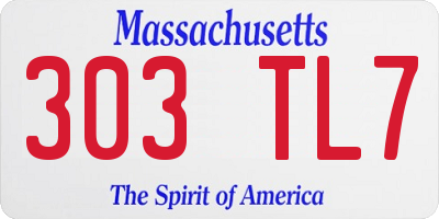 MA license plate 303TL7