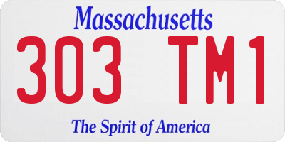 MA license plate 303TM1