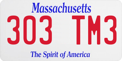 MA license plate 303TM3