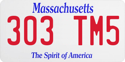 MA license plate 303TM5