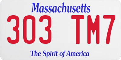 MA license plate 303TM7