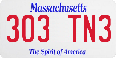 MA license plate 303TN3