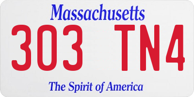 MA license plate 303TN4