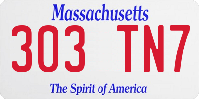 MA license plate 303TN7