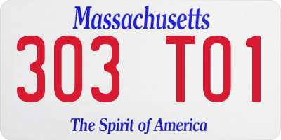 MA license plate 303TO1