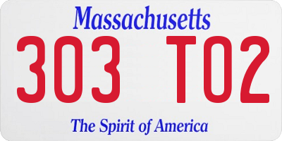 MA license plate 303TO2