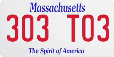 MA license plate 303TO3