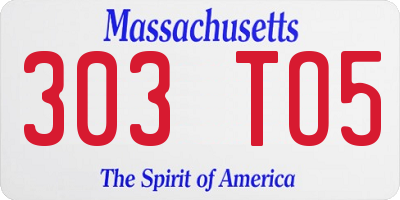 MA license plate 303TO5