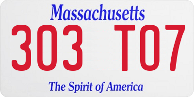 MA license plate 303TO7