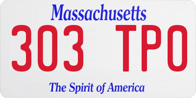 MA license plate 303TP0