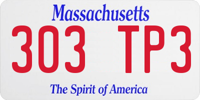 MA license plate 303TP3