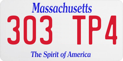 MA license plate 303TP4