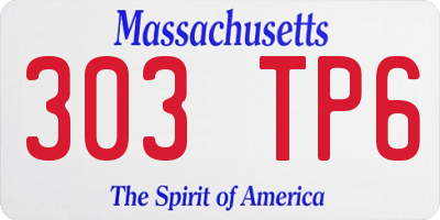 MA license plate 303TP6