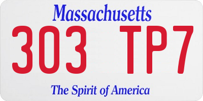 MA license plate 303TP7