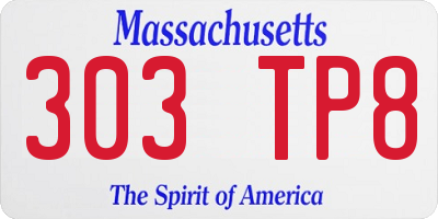MA license plate 303TP8